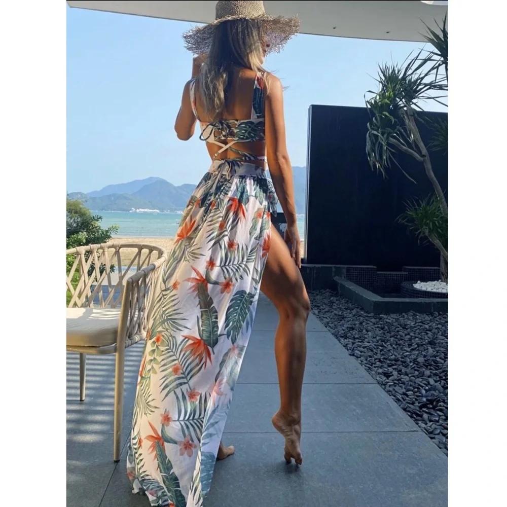 3 piece tropical boho swim set - Picture 1 of 7